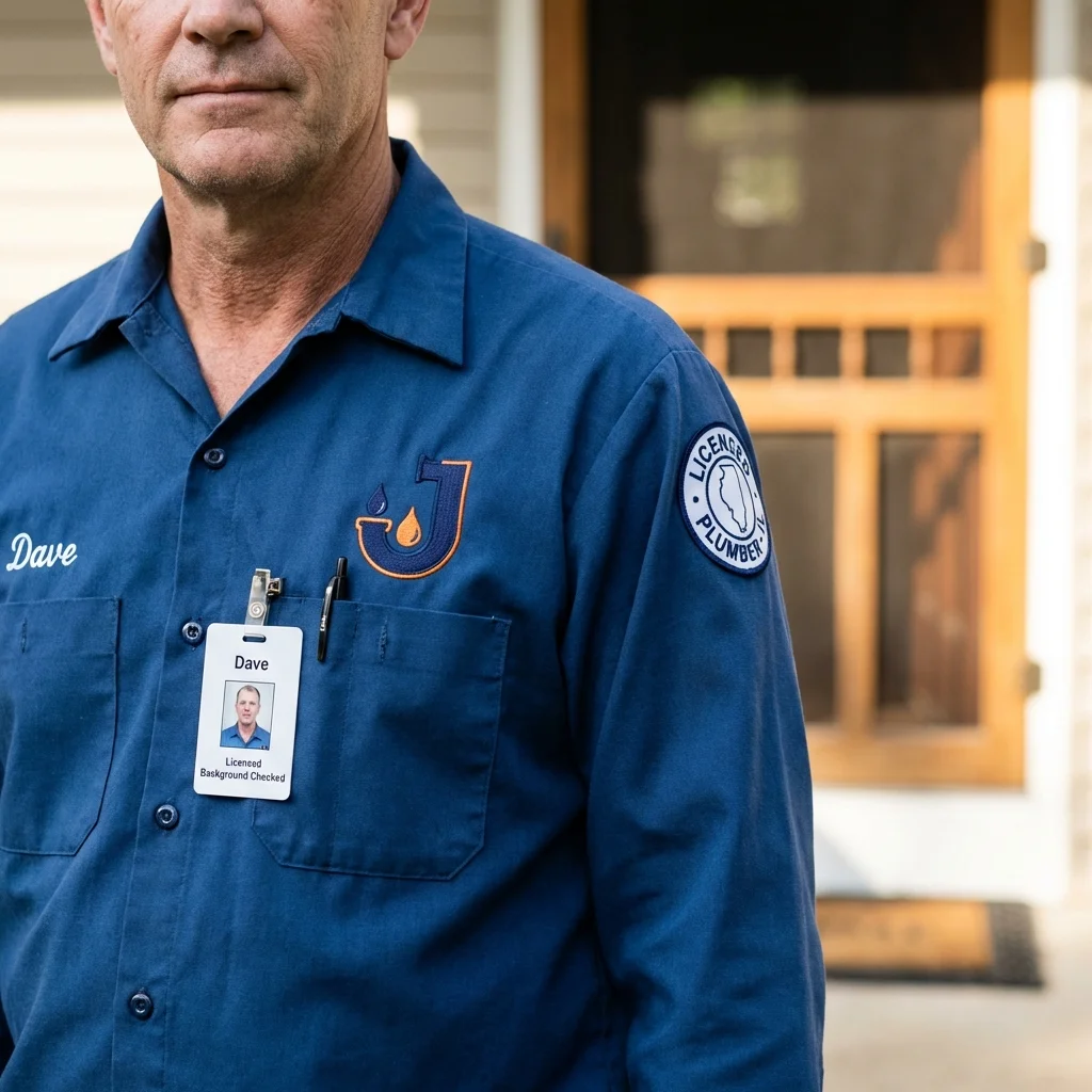 Licensed plumber showing ID badge in Gas City, IN