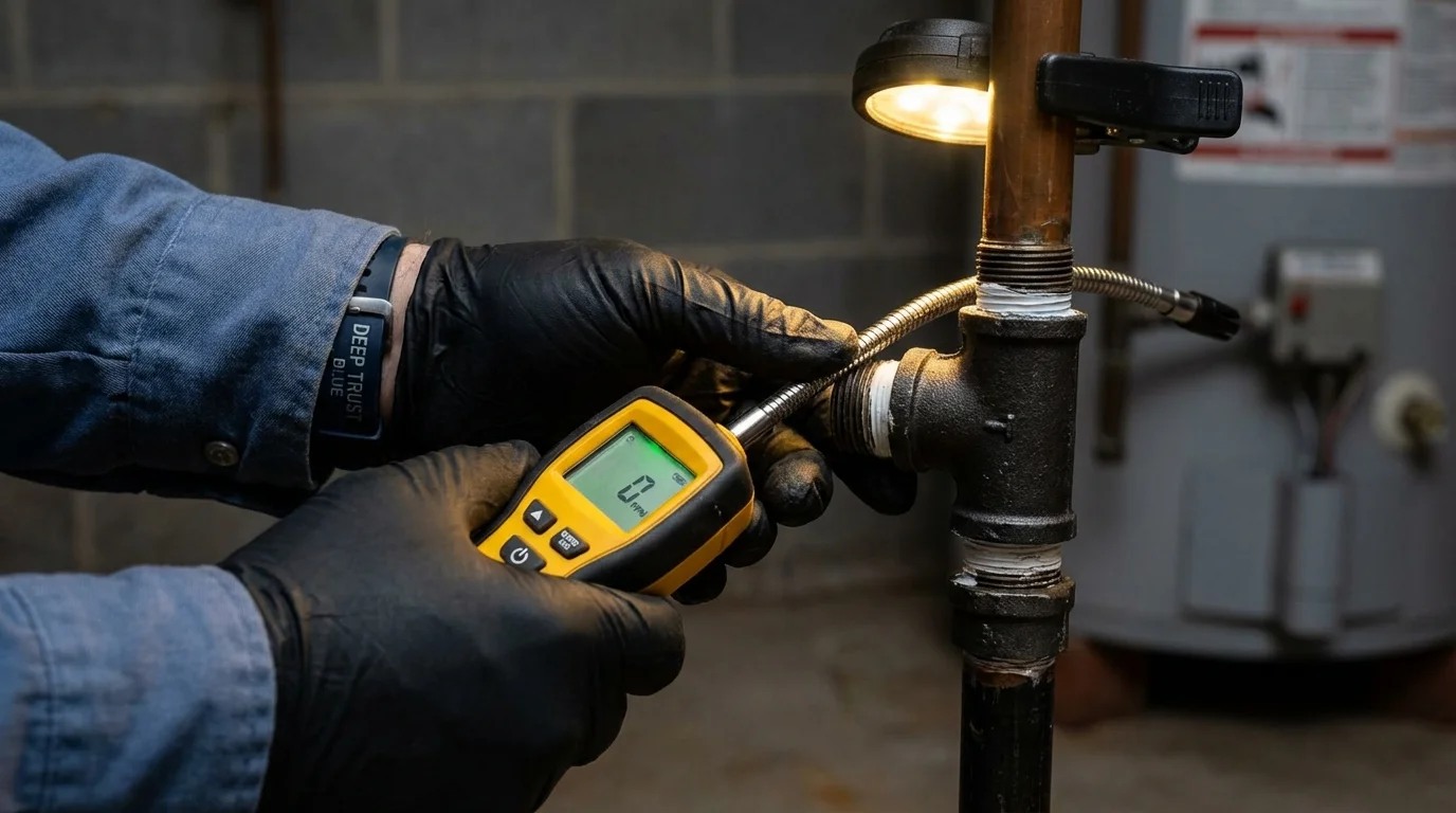 Gas leak detection with electronic sniffer by Johns Plumbing LLC in Gas City