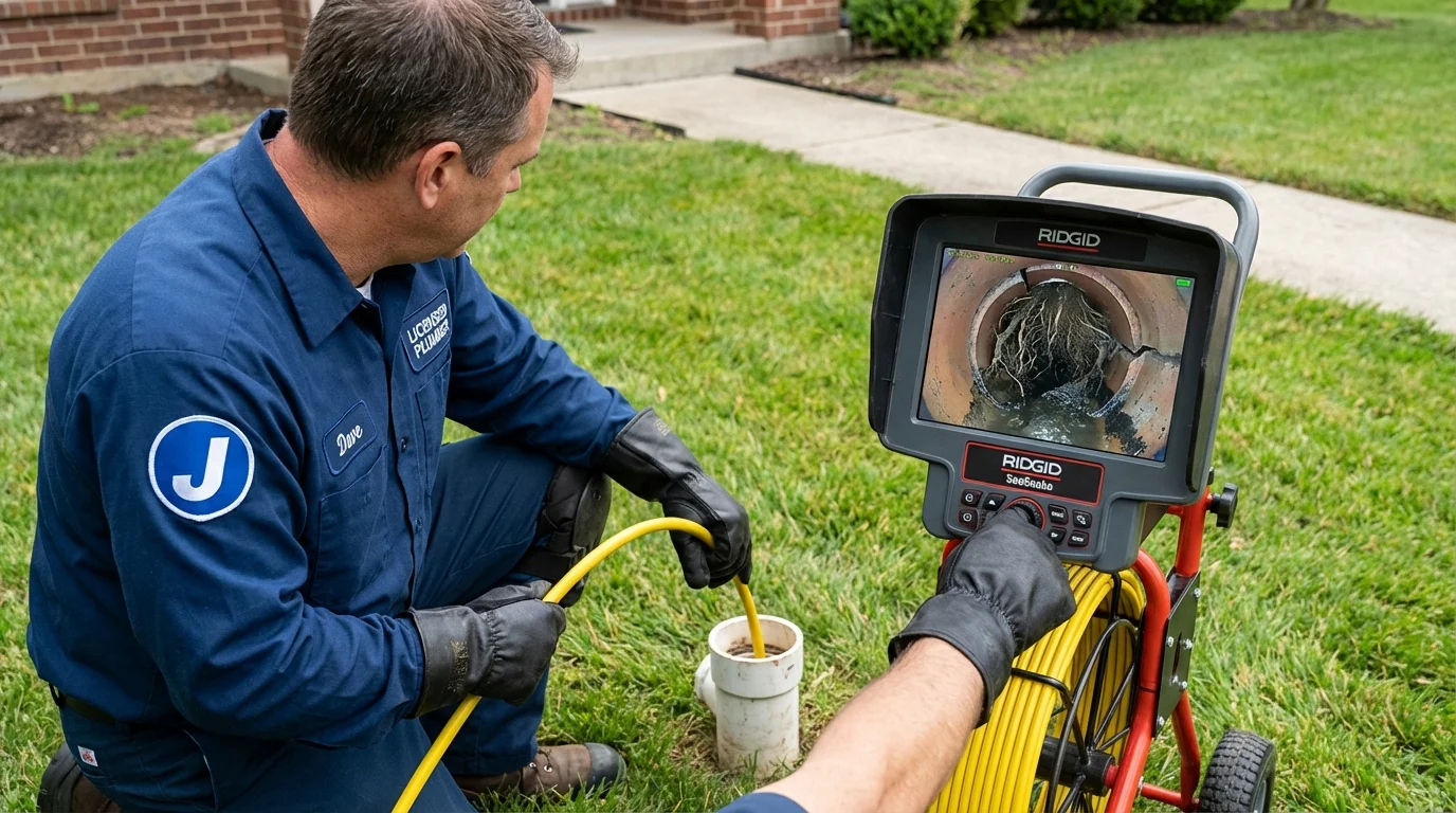 Sewer camera inspection being performed by Johns Plumbing LLC in Gas City